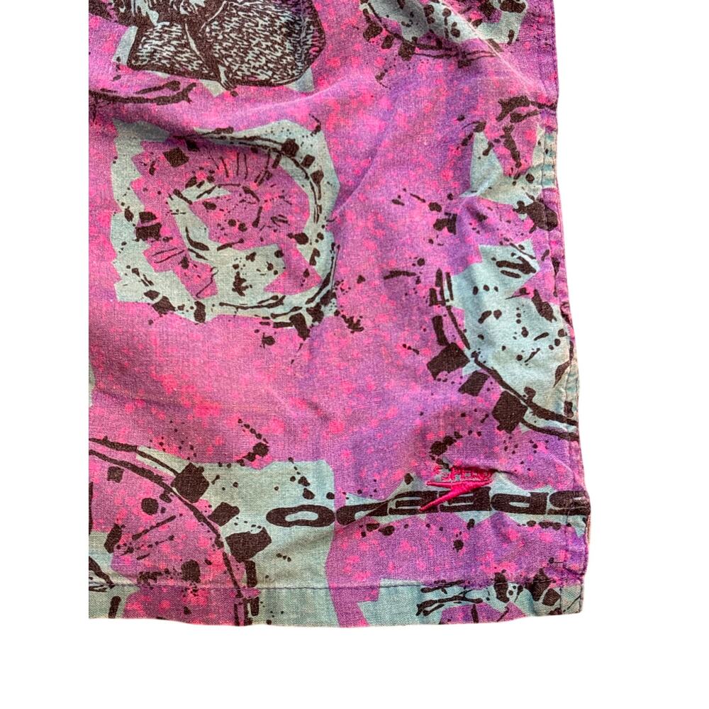 Vtg 80s Speedo graphic Purple Blue Surf Wake Board Medium Swim Trunks Shorts - Picture 6 of 8